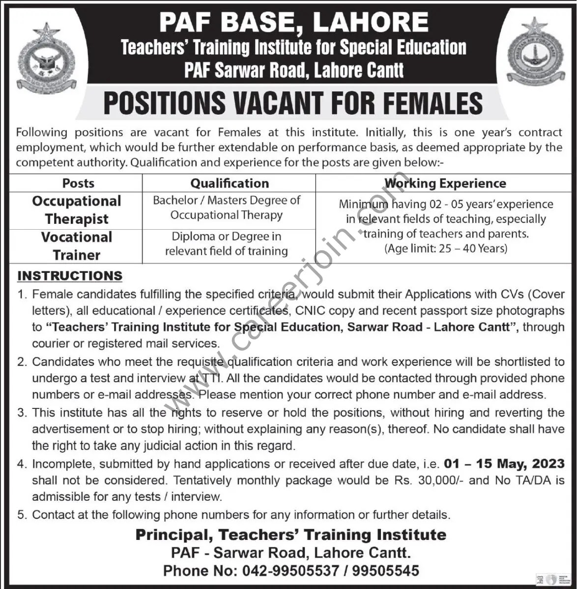 PAF College Jobs 2023 Latest Advertisement