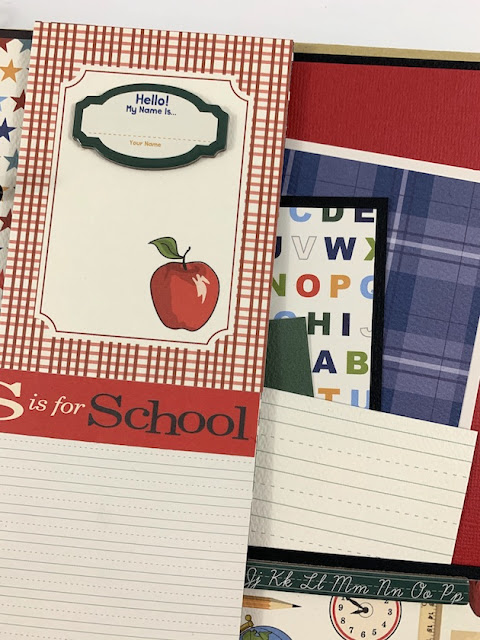 School Days Scrapbook Album Page with Journaling Cards and pocket
