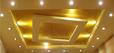 gypsum board ceiling design with lighting spots