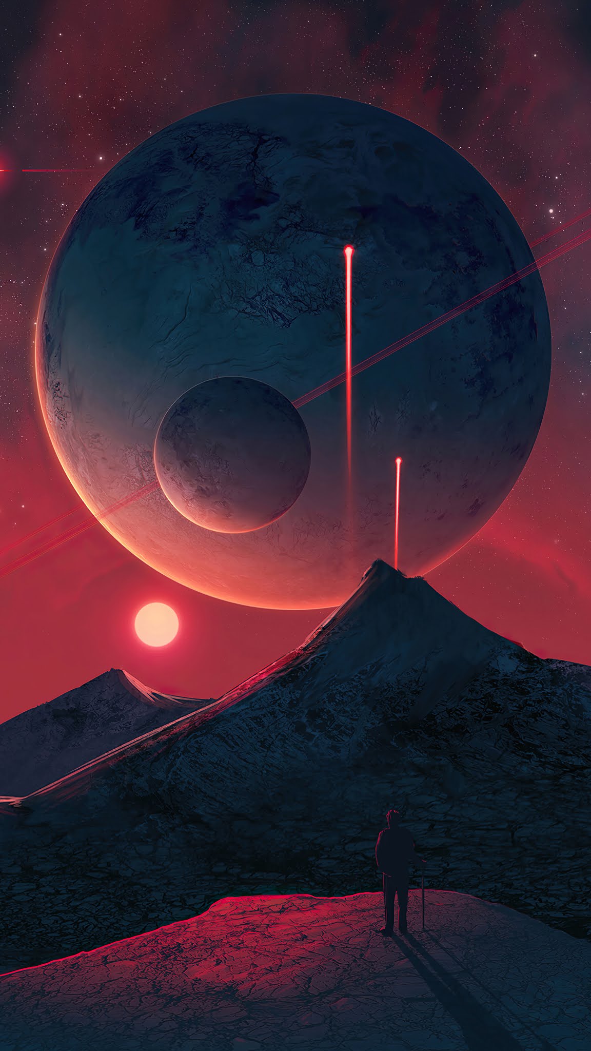 Planet landscape scenery digital art mobile wallpaper