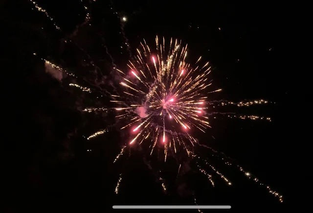 A photo of pink fireworks