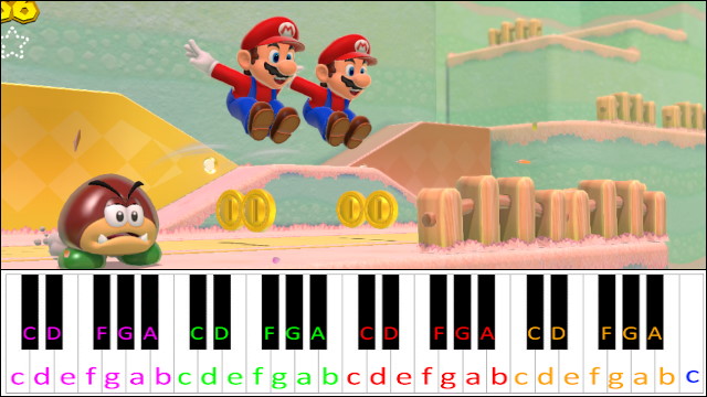 Double Cherry Pass (Super Mario 3D World) Piano / Keyboard Easy Letter Notes for Beginners