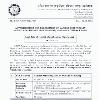 cg.gov.in raipur vacancy 2023 | छत्तीसगढ़ शासन जिला रायपुर स्वास्थ्य विभाग में विभिन्न पदों की भर्ती, ऑनलाइन करें आवेदन