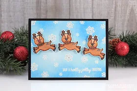 Sunny Studio Stamps: Gleeful Reindeer Holly Jolly Christmas Card by Juliana Michaels.