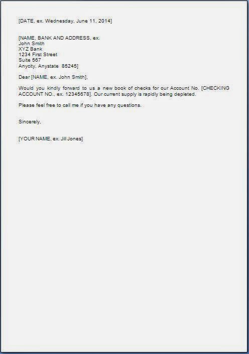 Request Letter to Bank for New Cheque Book