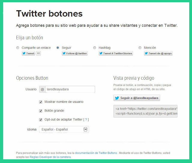 Botones para Sigueme en Twitter