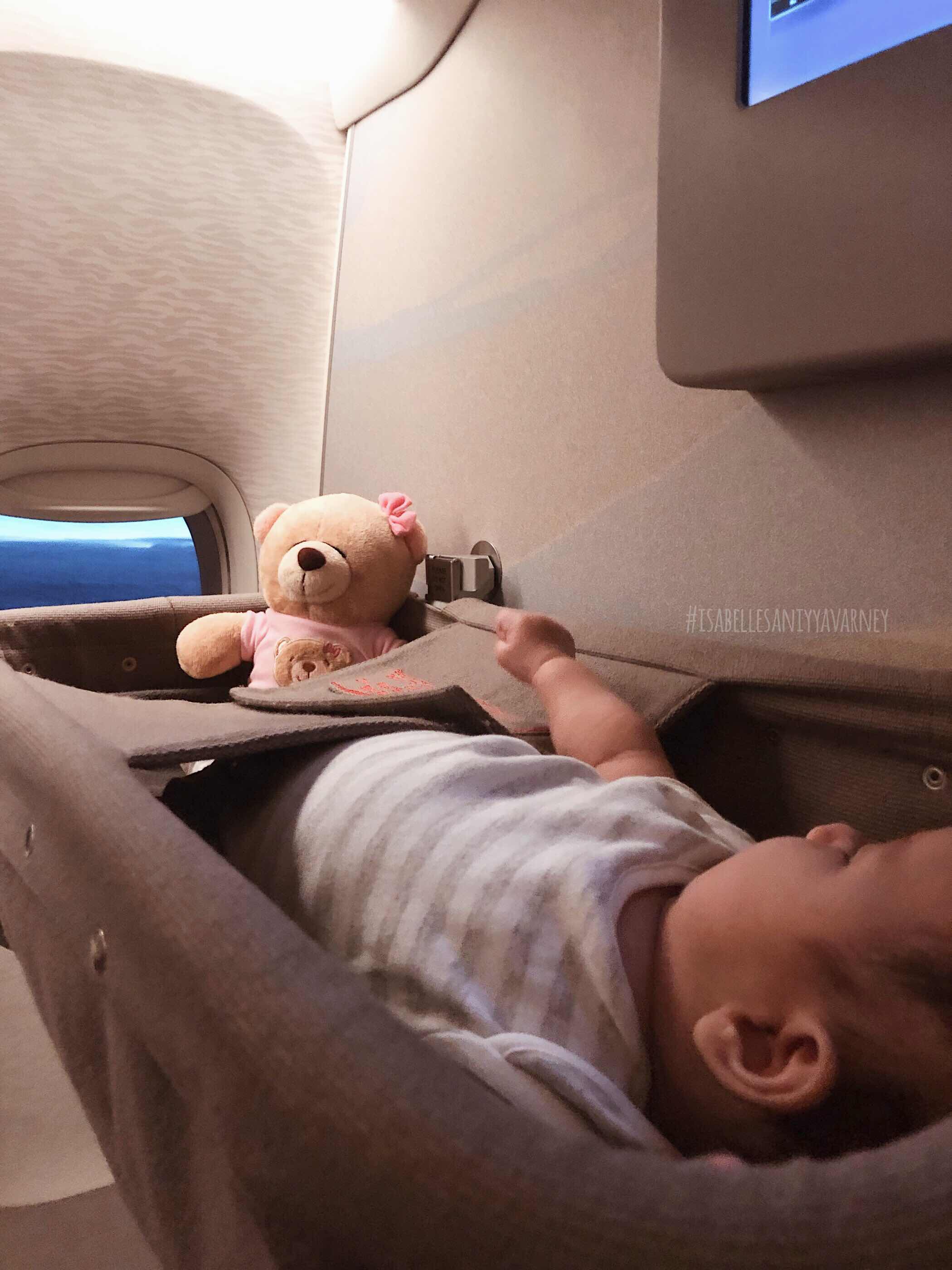 long haul flight with infant from Jakarta to Dubai to London with Emirates Economy Class