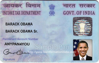 Permanent Account Number PAN Card Barack Obama