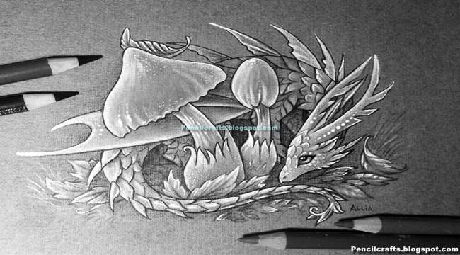Dragon Head Colored Pencil Drawing