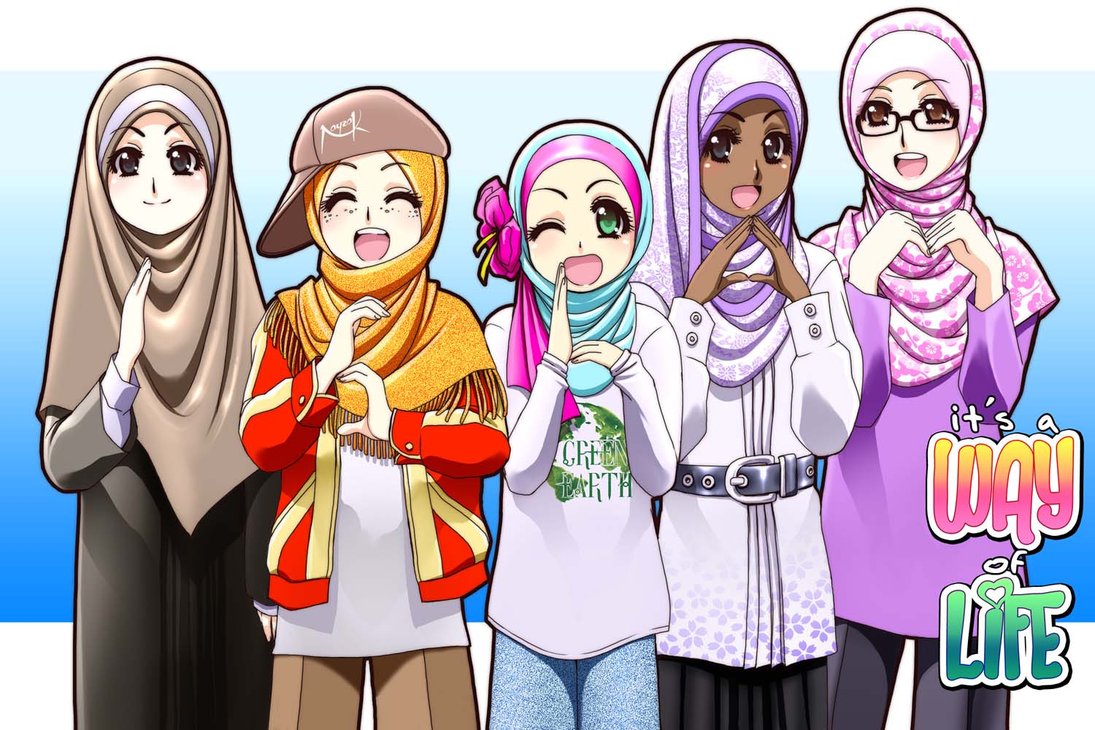  Gambar  kartun  muslimah  yang keren dan  cantik Animasi  