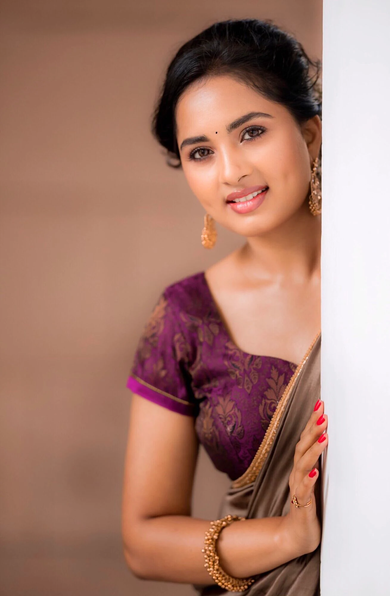 Actress Srushti Dange Latest Cute Saree Stills