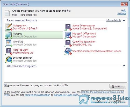 OpenWith Enhanced : un logiciel gratuit pour améliorer la fonction "Ouvrir avec" de Windows