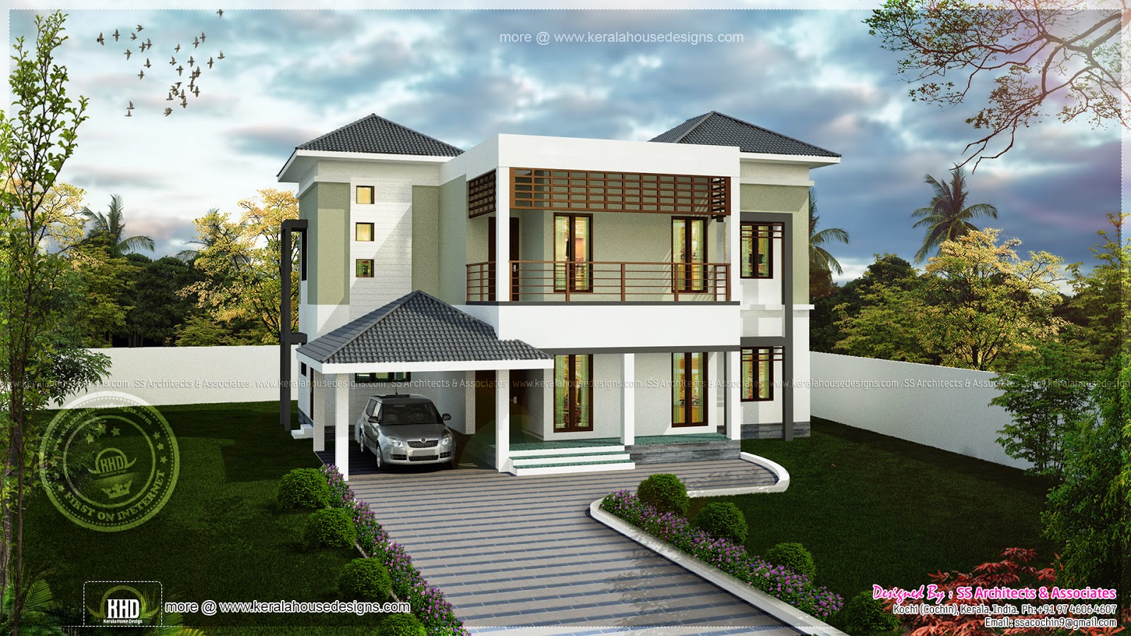 Modern two storied house  exterior Kerala home  design and 