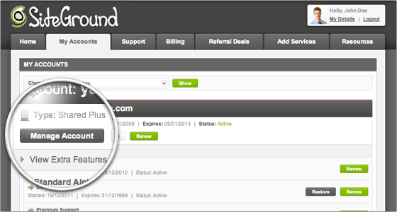 How to access my Control Panel (Siteground cPanel)?