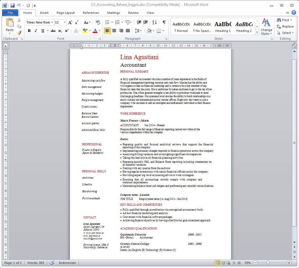 Contoh Cv Download - Contoh 36