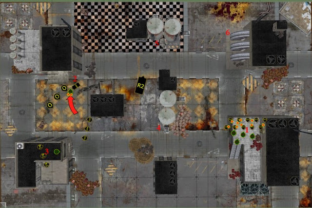 Warhammer 40k battle report - Maelstrom of War - Cleanse and Capture - 1000 points - Chaos Space Marines, Black Legion vs Space Marines, Salamanders. Played on Tabletop Simulator.