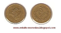 moneda de colombia de 20 pesos