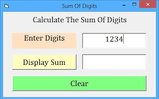 write a vb program to calculate sum of digits of given number