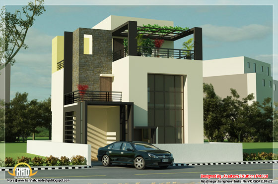 Modern contemporary house 3D render 4