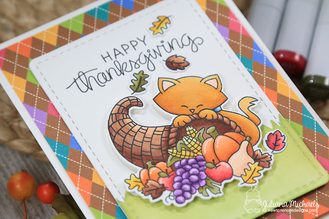 Happy Thanksgiving Card by Juliana Michaels featuring Newton's Nook Designs Newton's Cornucopia Stamp Set