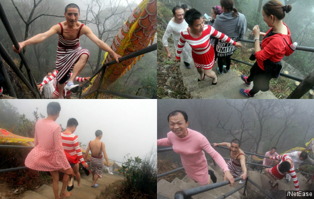 Gokil Bapak - Bapak Di Tiongkok Naik Gunung Pakai Dress