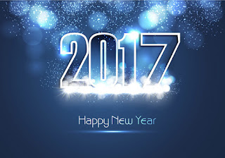 happy new year 2017 ecard vector shiny blue