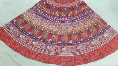 Jaipuri Cotton Printed Skirt - Elephant Print Design