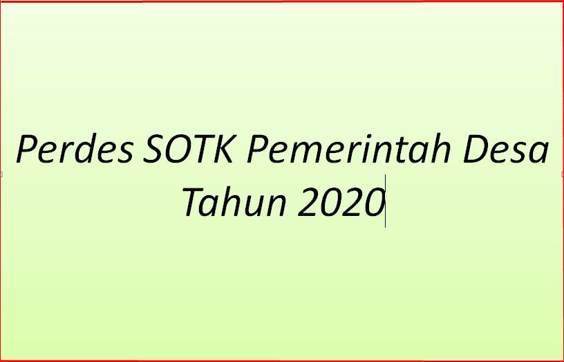 Perdes SOTK Pemerintah Desa Tahun 2020