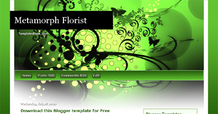 Metamorph Florist Green Blogger Template