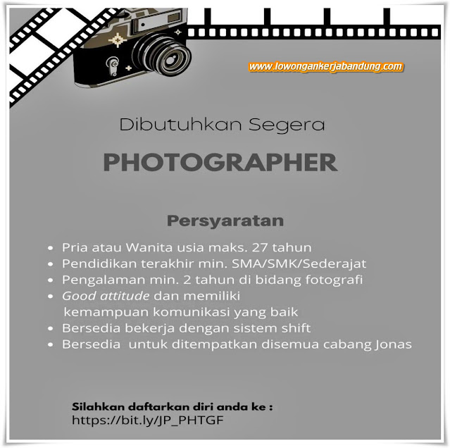 Loker Bandung Photographer di Bandung