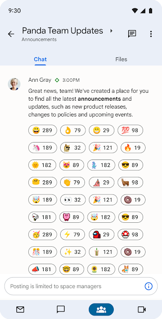 Nouvelle fonctionnalité d'annonces dans Google Chat sur un appareil mobile