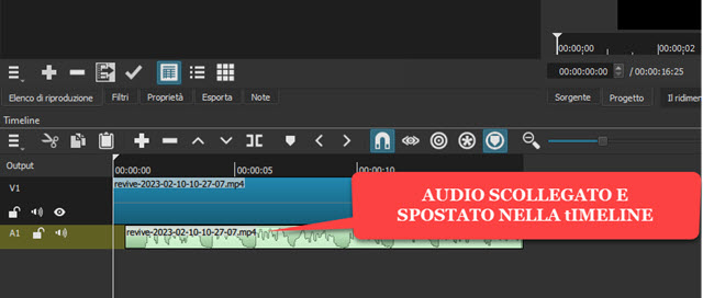 sincronizzazione manuale di audio e video