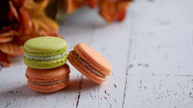 Macarons, Colorful Cake, Dessert, Wooden Table