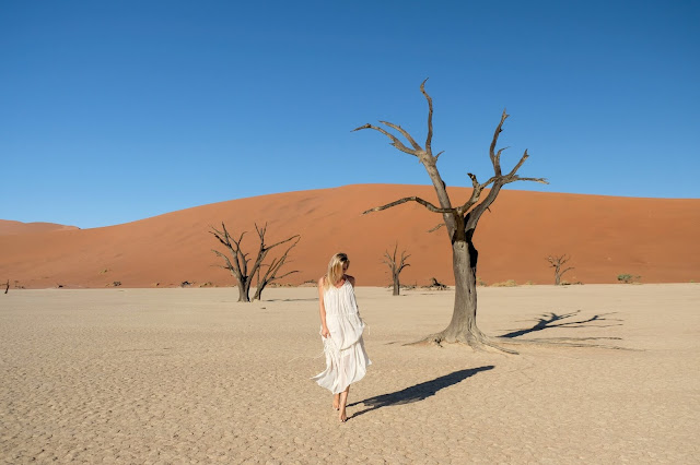 Namibia với những đặc tính tự nhiên hiển nhiên không thể là vùng đất mơ mộng. Đi qua hành trình gần 2000 km trên địa hình khắc nghiệt, bạn sẽ thấy sa mạc Namibia được cấu thành sắc nét bởi bàn tay “nhào nặn” của mẹ thiên nhiên nhưng dường như đã bị bỏ rơi giữa chừng, để lại những lòng sông to nhưng cạn khô “đói” nước, để lại vùng hoang mạc rộng lớn thiếu sự sống hay những cồn cát chót vót trong sự vĩnh hằng. 