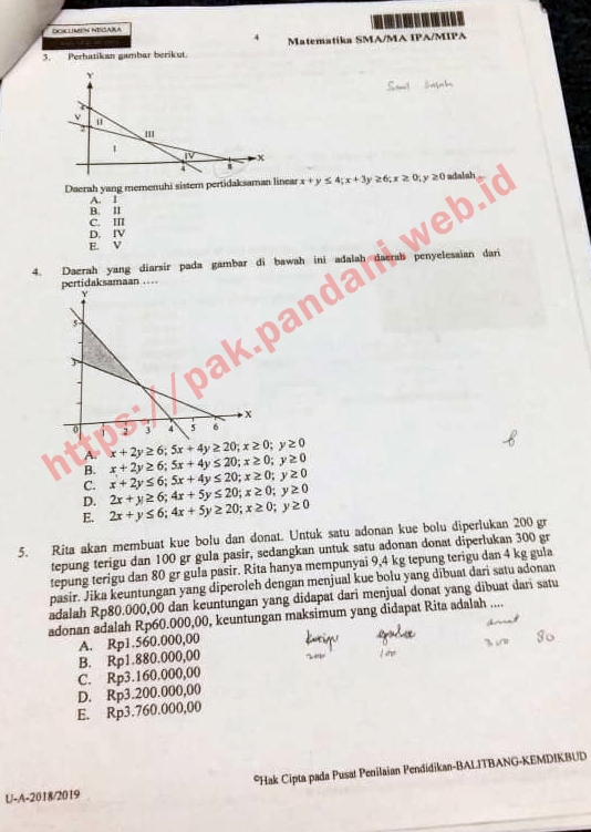 Soal Un Matematika Sma Ipa Tahun 2019 Blog Pak Pandani