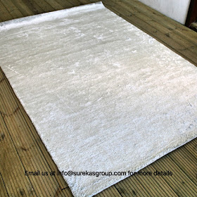 White color bamboo silk rug with luxurious feel and look