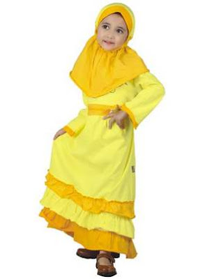 Baju anak perempuan muslim trendy dengan warna soft