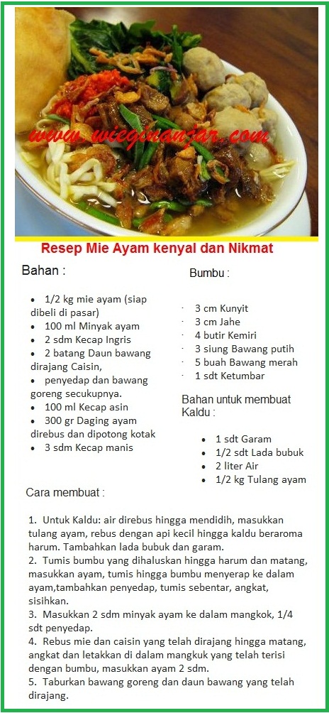 Cara buat Mie Ayam Kenyal dan Nikmat Resep  Masakan Nusantara