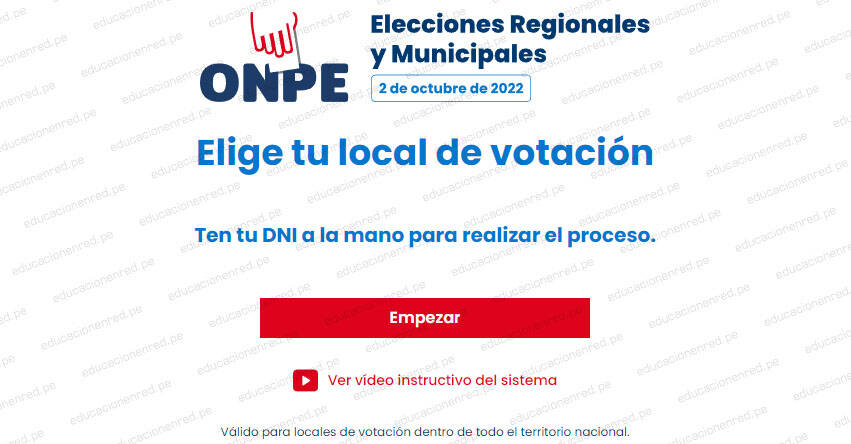 ELIGE TU LOCAL DE VOTACIÓN: ONPE lanza plataforma para las Elecciones Regionales y Municipales 2022 (Link Oficial) www.onpe.gob.pe
