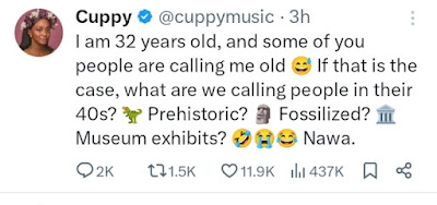 I'm Not Old, I'm Just 32 - DJ Cuppy Claps Back at Critics