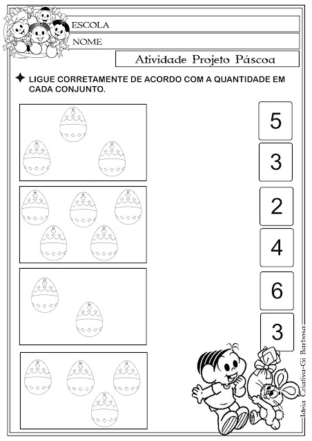 Atividade Matemática Páscoa Comercial Turma da Mônica