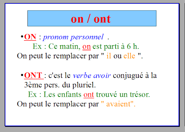 الدرس 17 من سلسلة دروس تعلم اللغة الفرنسية لمعرفة الفرق بين on و ont
