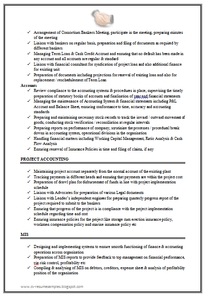 ... for Excellent Work Experience Chartered Accountant Resume Sample doc
