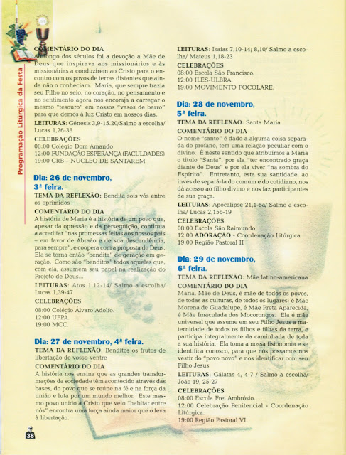 PROGRAMA DA FESTA DE NOSSA SENHORA DA CONCEIÇÃO – 2002 – Santarém – Pará - Brasil