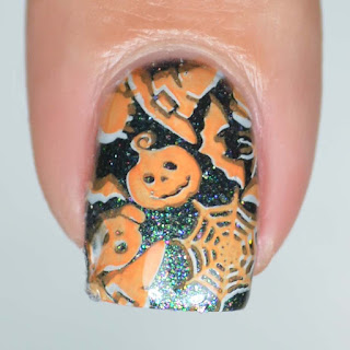 halloween nail art double stamping