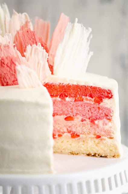 Fresh Strawberry Ombre Cake | The Creative Bite