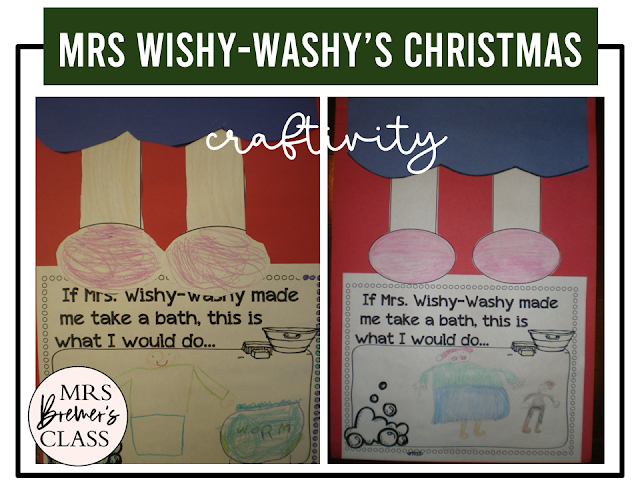 Mrs Wishy-Washy's Christmas book activities unit with literacy printables, reading companion activities, lesson ideas, and a craft for Kindergarten and First Grade