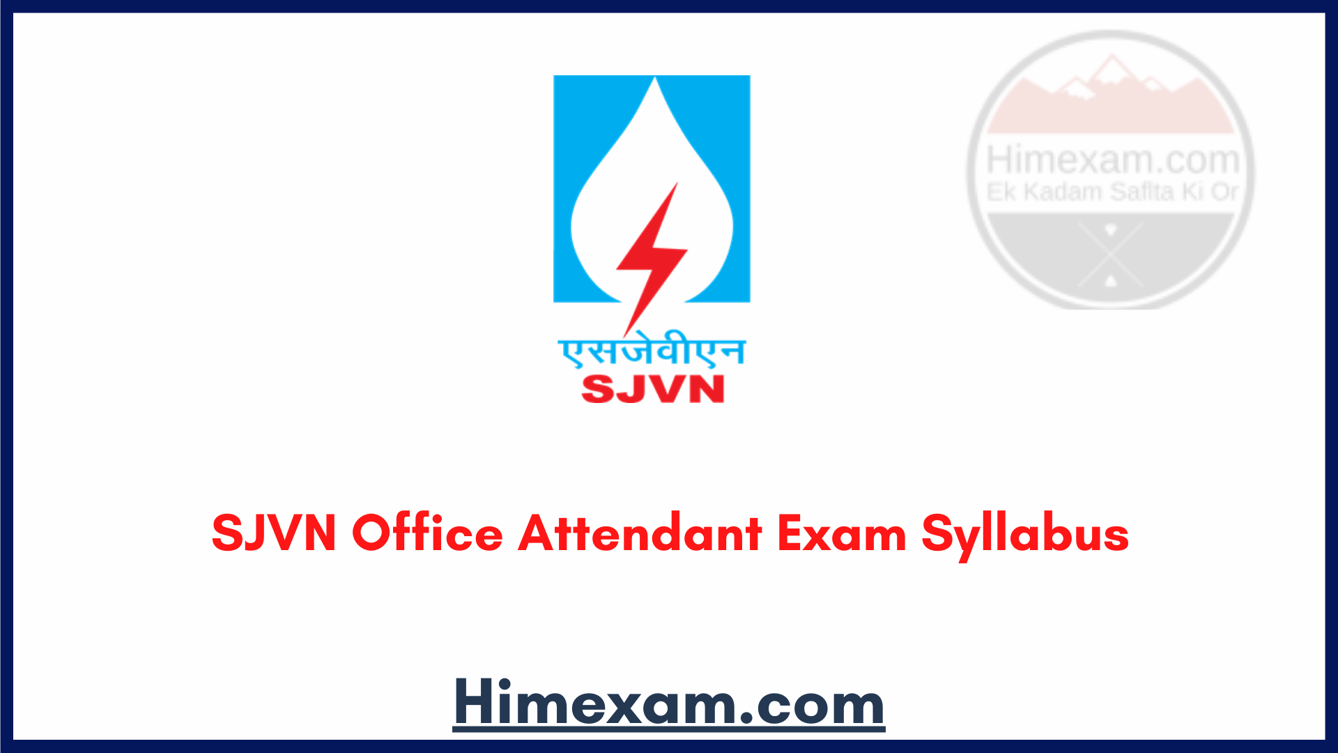 SJVN Office Attendant Exam Syllabus