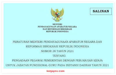 PermenPAN RB Nomor 28 Tahun 2021 Tentang Pengadaan PPPK  Guru