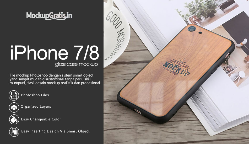 Mockup Glass Case iPhone 7/8 Gratis